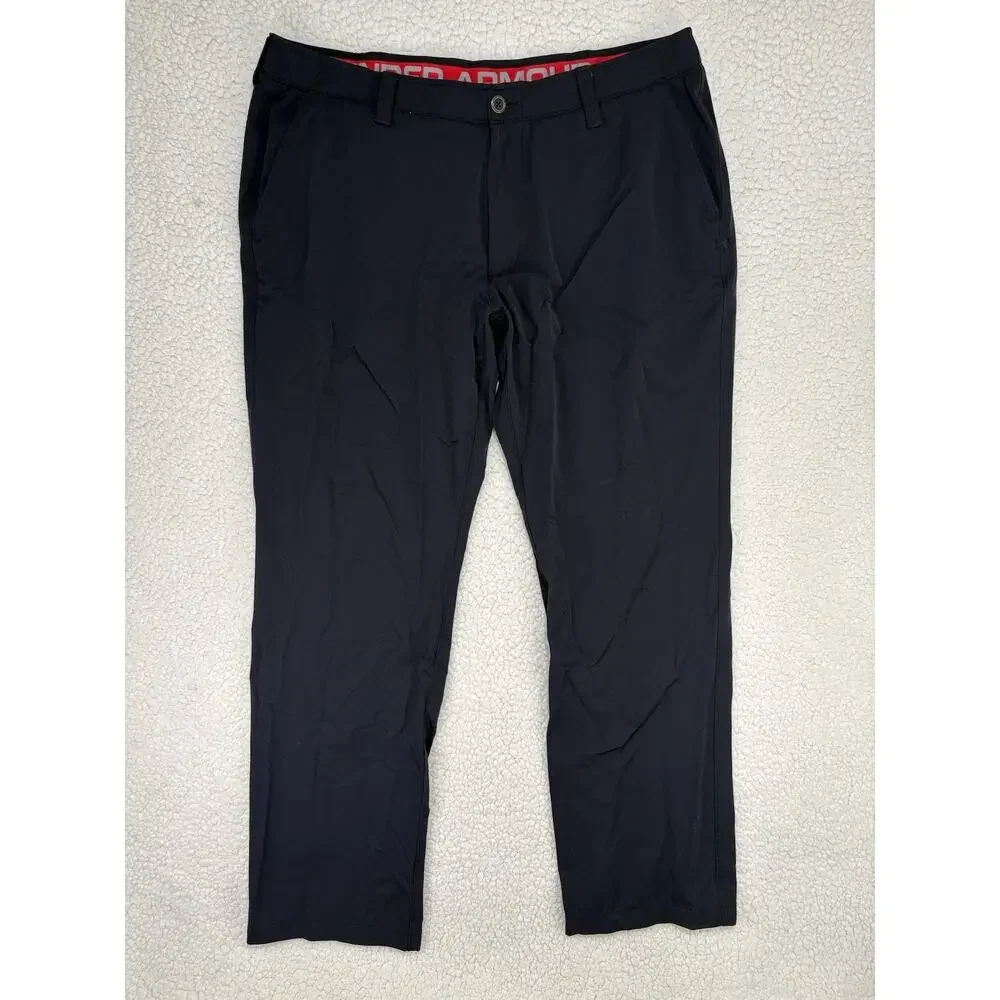 Under Armour Mens Black Chino Pants Size 40x32 Golf Performance Stretch Straight